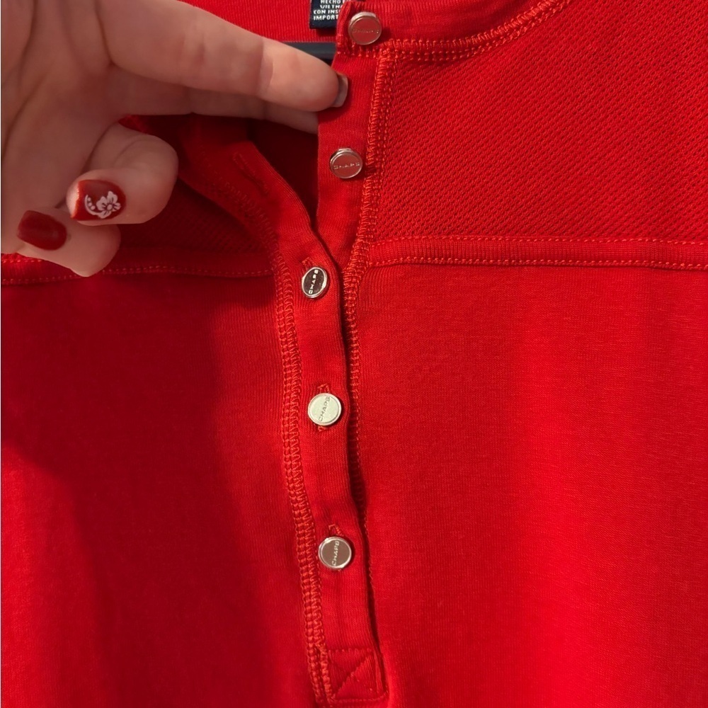 Chaps Women's Vibrant Red Short Sleeve Shirt - Picture 3 of 7